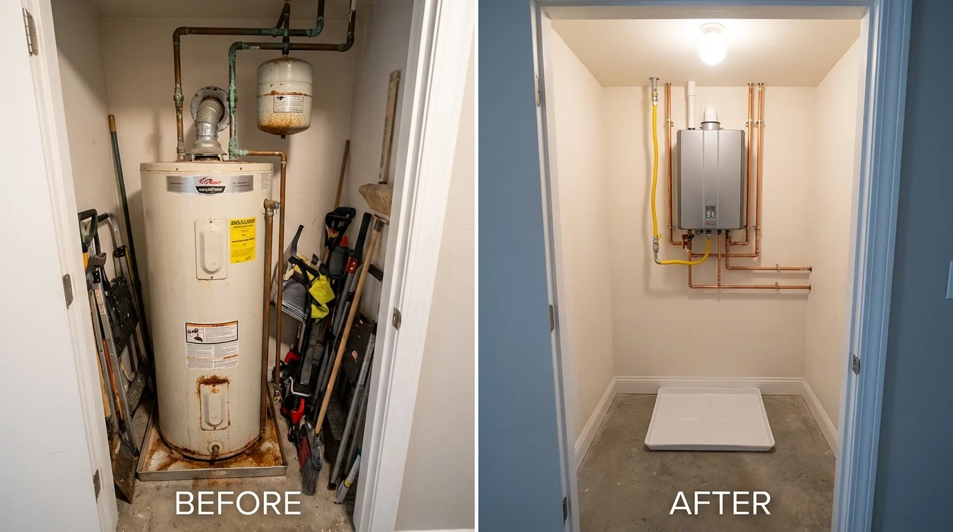 Tank water heater versus wall-mounted tankless unit comparison for Pitman, NJ homeowners