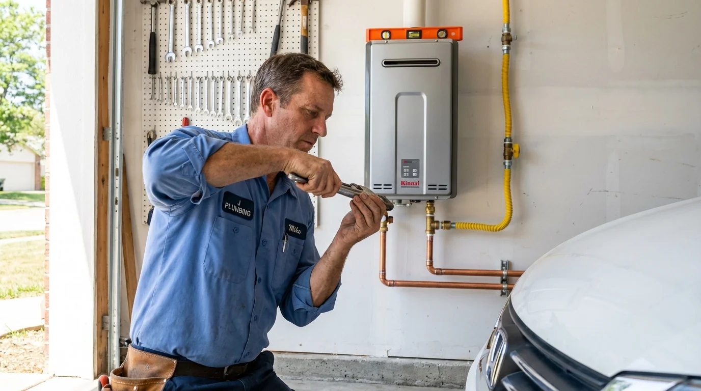 Tankless water heater installation by a Johns Plumbing LLC plumber in Pitman